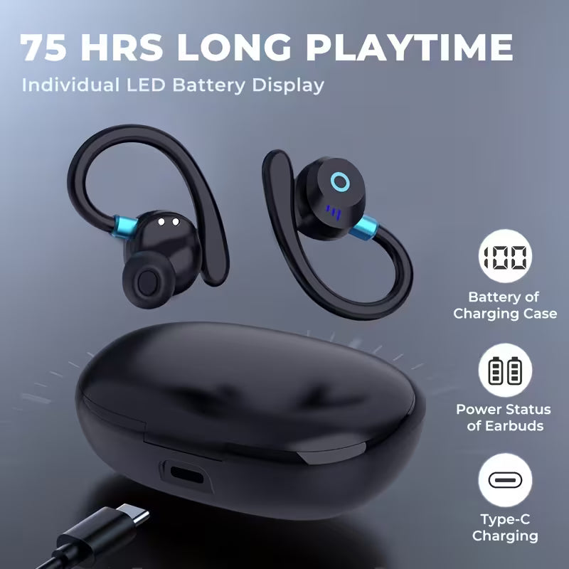 TWS Wireless In-Ear Earbuds Bluetooth 5.4 - ENC Noise Cancellation, Dual Mics, 40H Playback, LED Display Charging Case