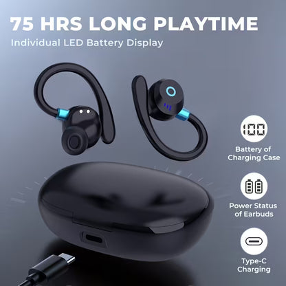TWS Wireless In-Ear Earbuds Bluetooth 5.4 - ENC Noise Cancellation, Dual Mics, 40H Playback, LED Display Charging Case