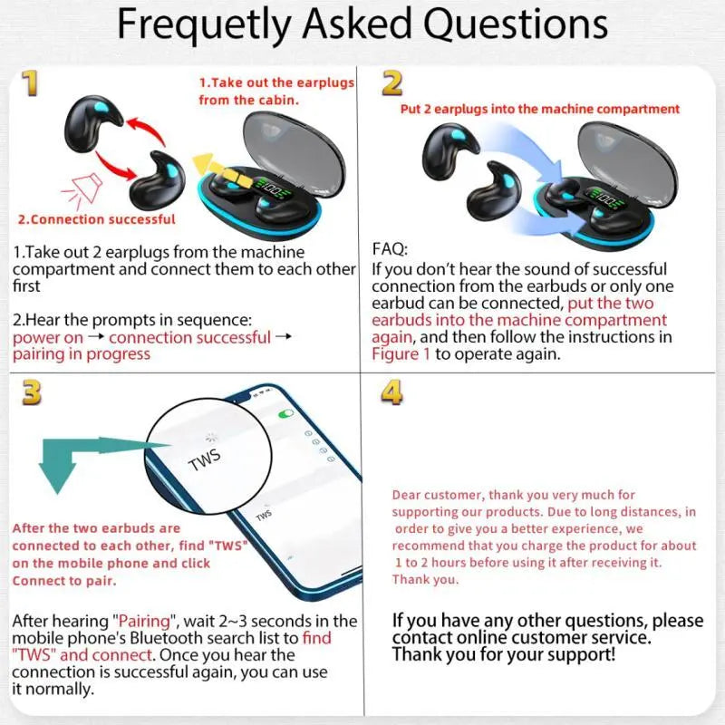 🔥 Clearance Limited-Time Offer, Order 1 Get 2 🔥 – SEEPWK Wireless Sleep Earbuds, Comfortable Waterproof Sport Earbuds with Charging Case, Secure Fit for Active Lifestyles & All-Day Use
