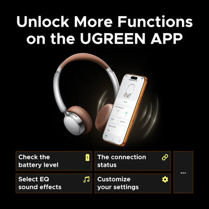 UGREEN Studio Plus Retro Wireless Headphones - 25dB Active Noise Cancellation, Bluetooth 6.0, 80H Battery Life