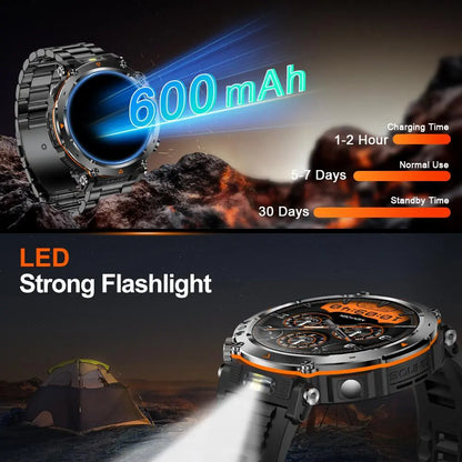 1.7" Large Screen Smartwatch – Answer/Dial Calls, 100+ Sports Modes, 600mAh Battery, Compass, Waterproof – Men's Gift Fitness Tracker