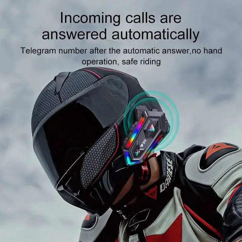 Motorcycle Helmet Headset BT5.0 – Wireless Stereo Earphones with Noise-Cancelling Microphone, Waterproof & RGB Lights – Perfect Bluetooth Motorcycle Accessories