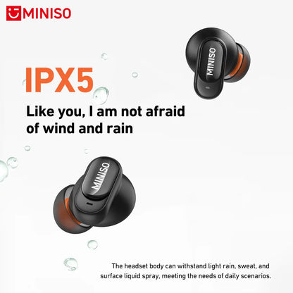 MINISO MS105 Wireless Earbuds – Bluetooth 6.0, In-Ear, Waterproof, Built-in Mic – Ideal for Office, Sports, Study, Calls & Gaming