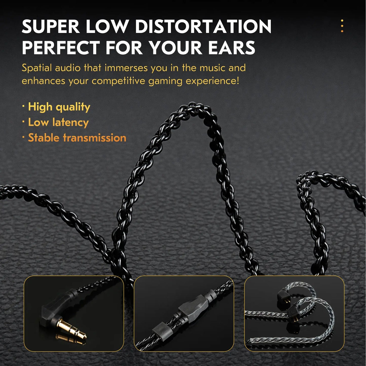 CCZ DC03 Wired Gaming Earbud Headset - 3.5 mm Jack Audio IEM Earphones, 1DD HiFi, Detachable Cable, Deep Bass, Noise Isolating, Mic, Black, Tablet Compatible, Manufacturer Warranty, Not Water Resistant