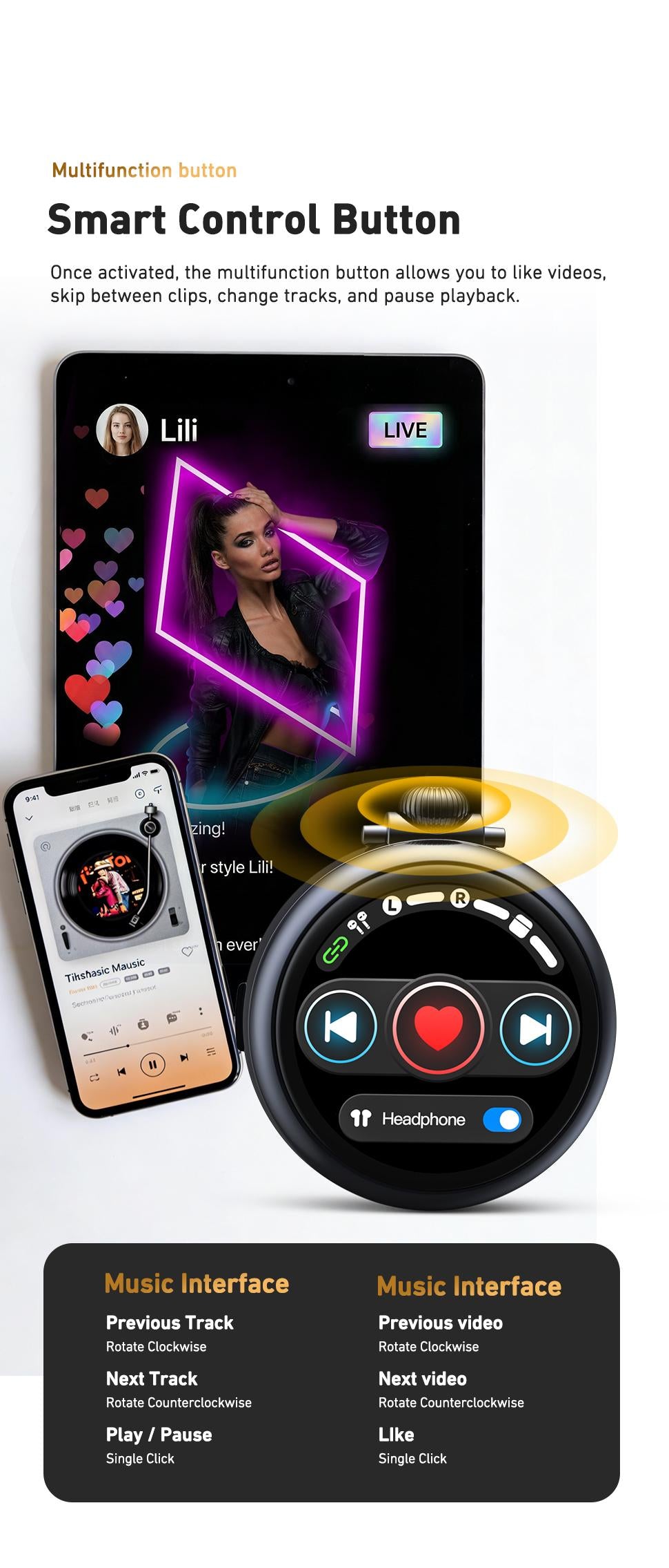 HTC NE71 Wireless Earbuds Bluetooth 6.0 Earphones Touchscreen Earbuds, Suitable for Office, Sports, Study and Audio Calls, Waterproof Headsets, Long Battery Life Built-in Microphones Bluetooth Headphones