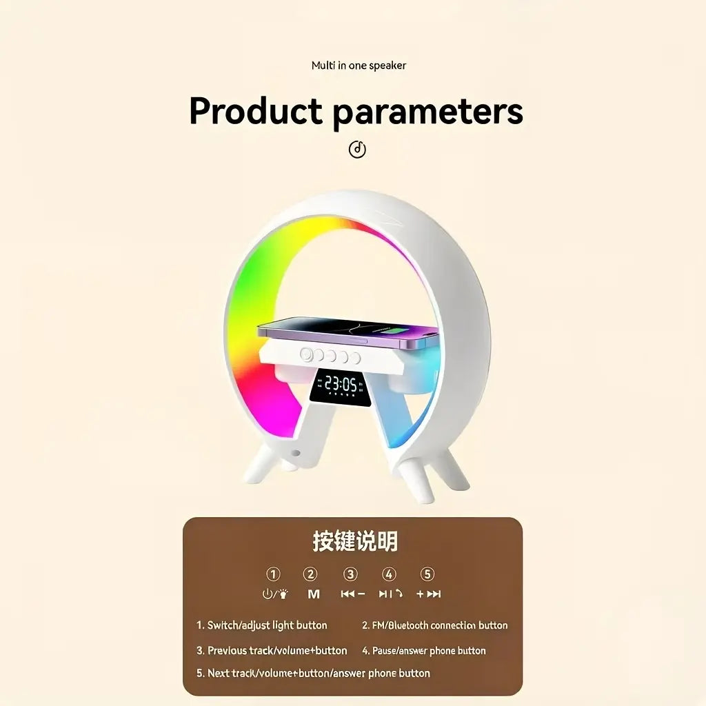 Multifunction Night Light with Wireless Charger Music Speaker 7 led Colors Bluetooth Sleeping Lamp Decor for Kids Gift Led Decoration Lamp image 9