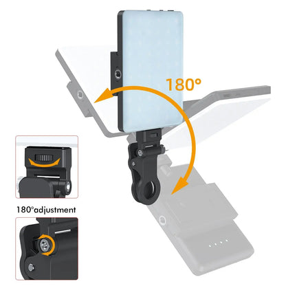 Portable Selfie Light – LED Bi-Color Fill Light, USB Rechargeable Clip-on Phone Light, 2000mAh for Selfie & Video