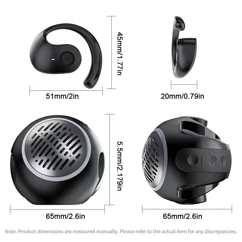 2-in-1 Wireless Open Headphones & Speaker – Bluetooth 5.4, Waterproof Sports Earbuds with Mic, Noise Cancelling, Hands-Free Calling, Compatible with iOS & Android – Ideal for Gaming & Outdoor