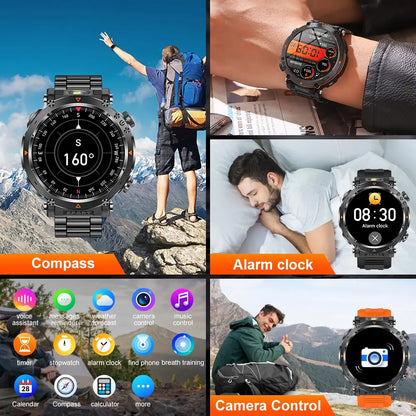 1.7" Large Screen Smartwatch – Answer/Dial Calls, 100+ Sports Modes, 600mAh Battery, Compass, Waterproof – Men's Gift Fitness Tracker