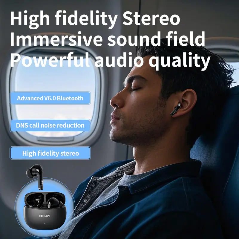 PHILIPS TAT1320 Wireless Earbuds – Bluetooth 6.0, AI Mic, 28H Battery, IPX6 Waterproof