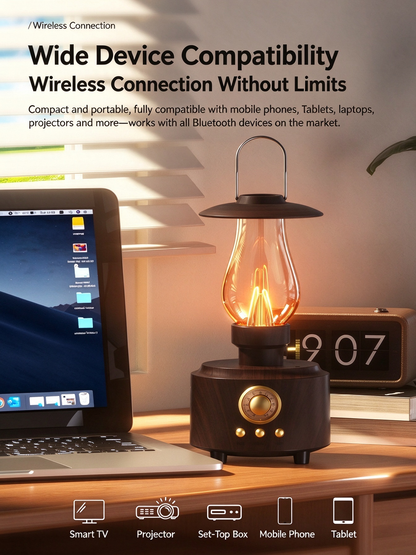 Kerosene Lantern Bluetooth Speaker - Retro Desktop Bluetooth Hi-Fi Audio, Portable Outdoor Camping Speaker with Lighting & Ambient Lamp