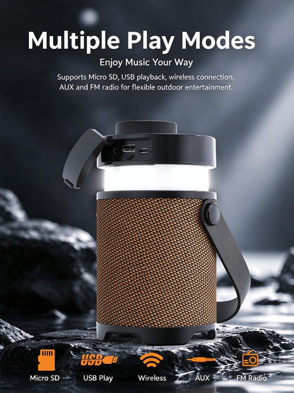Outdoor Lighting Bluetooth Speaker - Outdoor Camping Lantern Speaker, Long Battery Life Portable Illumination Waterproof Speaker with Ambient Light