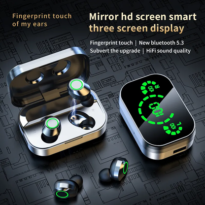 Wireless Earbuds, Stereo Sports In-ear Headphones with Charging Case. Equipped with Bluetooth 5.4, they deliver ultra-stable connection and low latency for both iOS and Android devices. Perfect for travel, daily commutes,