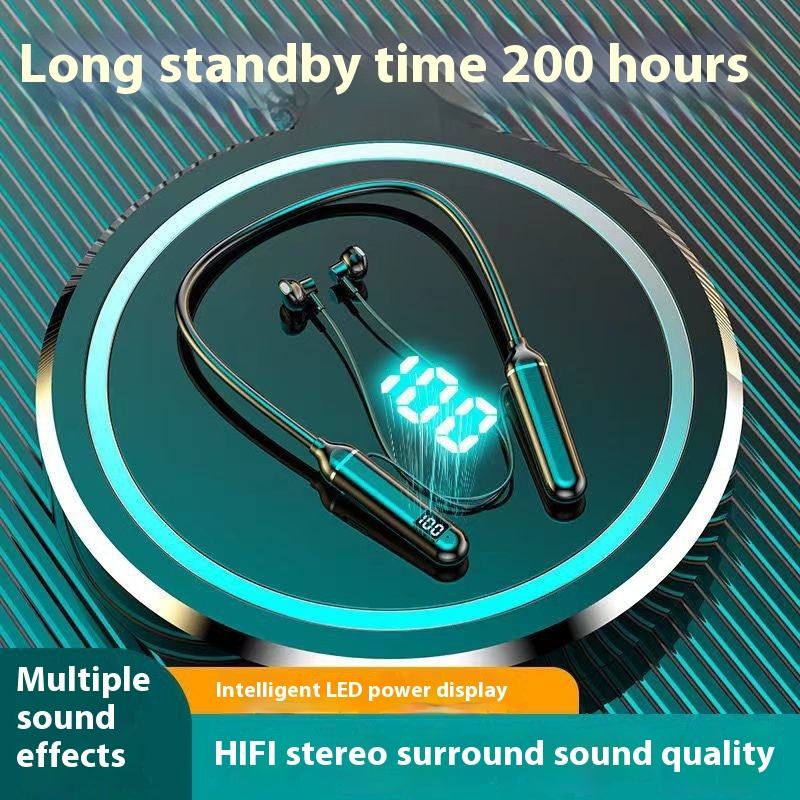 [New 2026] Neck‑hanging Wireless Bluetooth Headphones, Digital Display, Large‑capacity Battery with Ultra‑long Battery Life, Semi‑in‑ear Sports Stereo Neckband Headset, Ideal for Festival Gifts