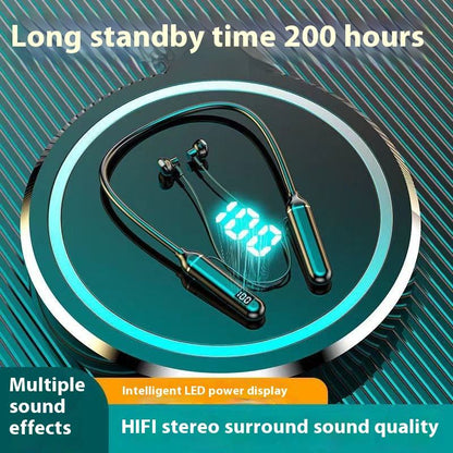 [New 2026] Neck‑hanging Wireless Bluetooth Headphones, Digital Display, Large‑capacity Battery with Ultra‑long Battery Life, Semi‑in‑ear Sports Stereo Neckband Headset, Ideal for Festival Gifts