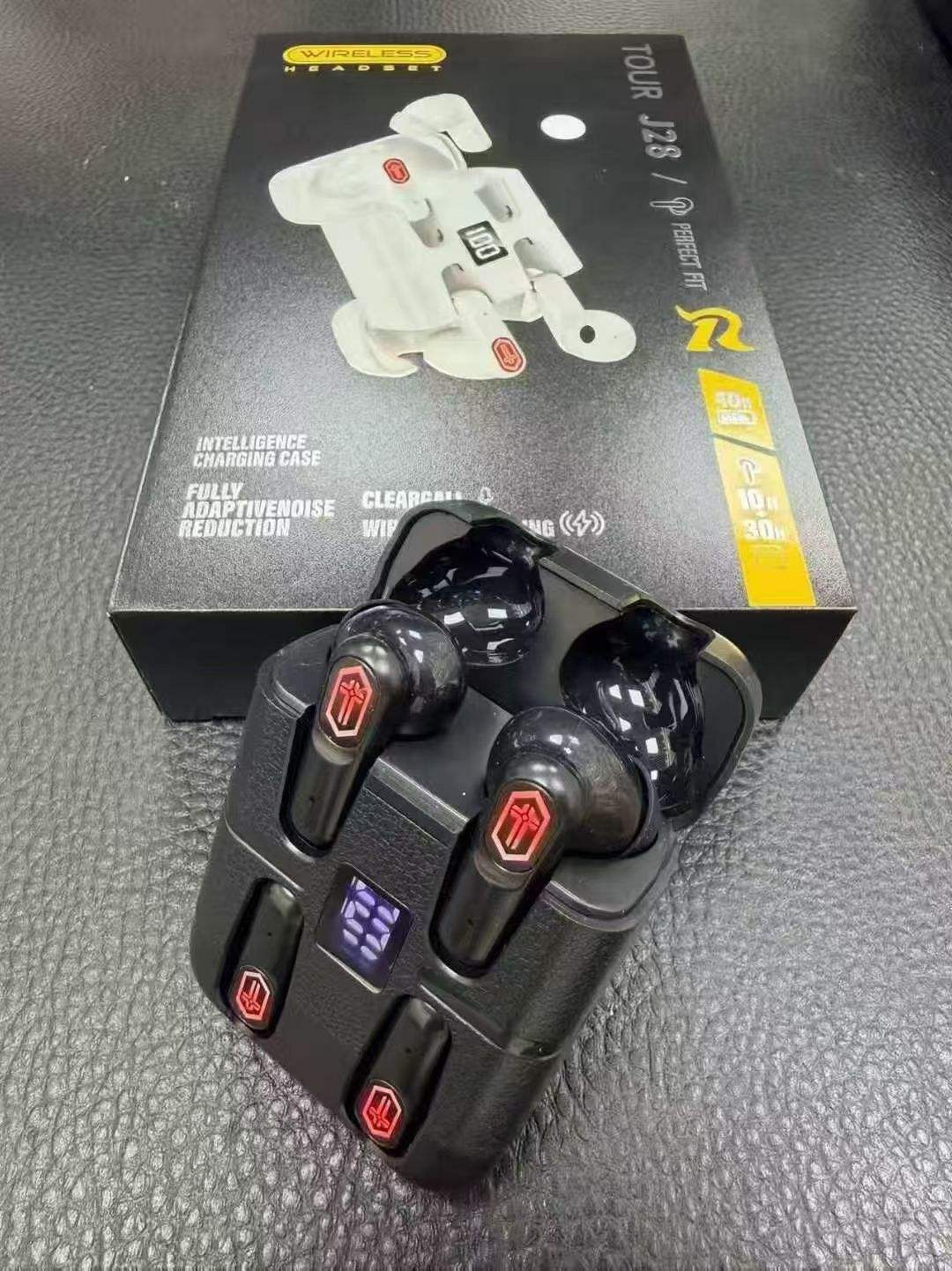 2026 New J28 TWS Couple Earbuds, In-ear Noise Cancelling Headphones, Low Latency & Ultra Long Battery Life, 4 Earbuds in One Set with Power Display Screen