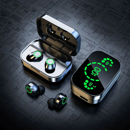 Wireless Earbuds, Stereo Sports In-ear Headphones with Charging Case. Equipped with Bluetooth 5.4, they deliver ultra-stable connection and low latency for both iOS and Android devices. Perfect for travel, daily commutes,