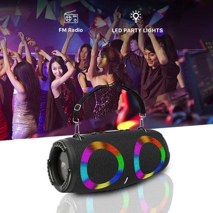 Portable Bluetooth Speaker Wireless with Lights, HD Stereo Sound, IPX4 Waterproof, TWS Pairing, BT5.3 with AUX Input, Small Speaker for Outdoor Home Camping Party, Ideal Electronics Gifts for Him, Her