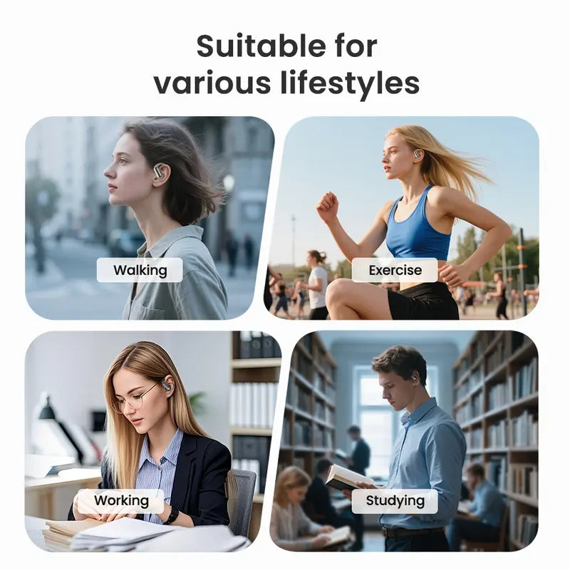 HTC NE50 open-ear headphones, removable battery, four batteries for long-lasting battery life, high-quality wireless earphones, Bluetooth 6.0 waterproof earphones