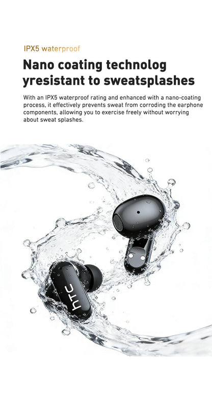 HTC NE71 Wireless Earbuds Bluetooth 6.0 Earphones Touchscreen Earbuds, Suitable for Office, Sports, Study and Audio Calls, Waterproof Headsets, Long Battery Life Built-in Microphones Bluetooth Headphones