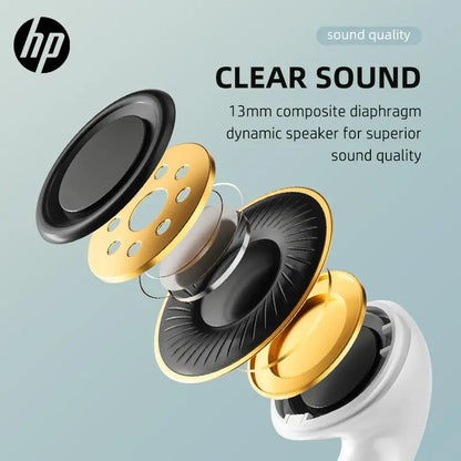 HP Wireless Earbuds, True Wireless Headphones, Semi-In-Ear Design Noise-Cancelling Stereo Bass Earphones, Fitness Earbuds, IPX4 Waterproof Sports Earphones, Tws Stereo