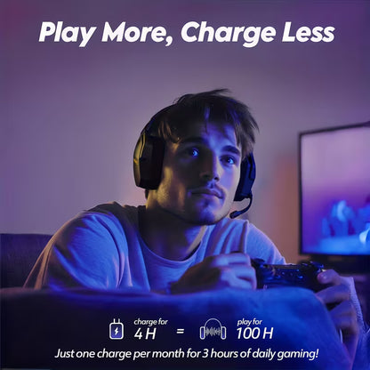 NUBWO G06 2.4Ghz Wireless Gaming Headset, Bluetooth Headphone with 7.1 Surround Sound, 23ms Ultra Low Latency, 50mm Driver, 100H Playtime, 3 Connection Modes (USB Dongle/Bluetooth/3.5mm), Dual Directional Mic, Compatible with PC, PS4, PS5, Xbox