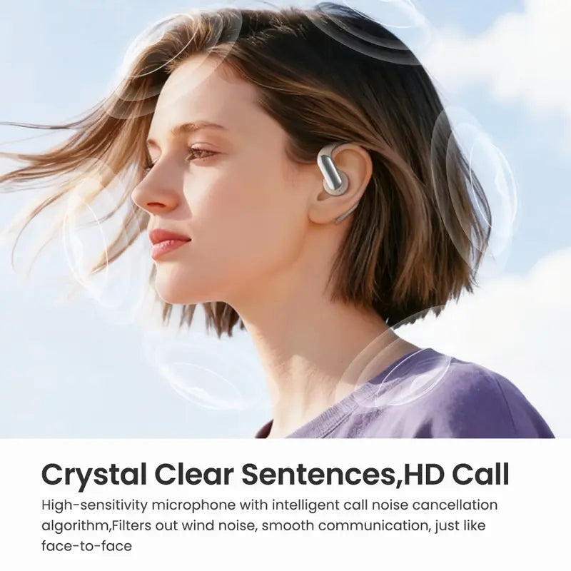 HTC NE50 open-ear headphones, removable battery, four batteries for long-lasting battery life, high-quality wireless earphones, Bluetooth 6.0 waterproof earphones