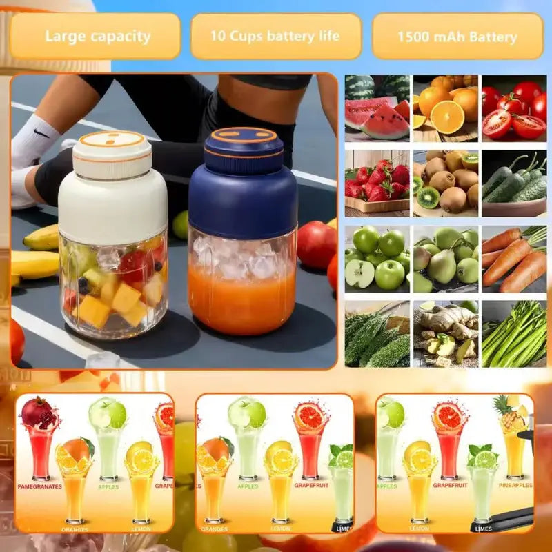 [Ensure the juicer is tightened before use.]Portable Household Appliances Juicer,USB Rechargeable Juice Blender Cup,Multifunctional juicermachine ,Summer Essentials Smoothieblender