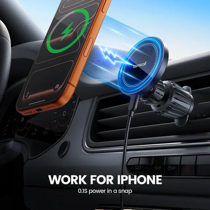 Lamicall Magnetic Wireless Charging Car Phone Mount - 360° Adjustable, Foldable, Powerful Suction Vacuum Hold, Stable Noiseless Auto Accessory, High Efficiency Charger for iPhone & Android Cars Tech Gadgets