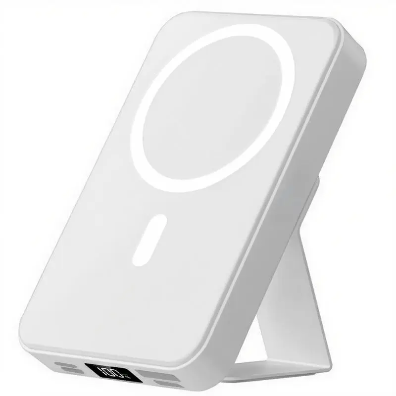 10000mAh Magnetic Power Bank – Portable Charger with Foldable Stand, LED Digital Display, Charge iPhone & Android Devices Simultaneously Summervibes