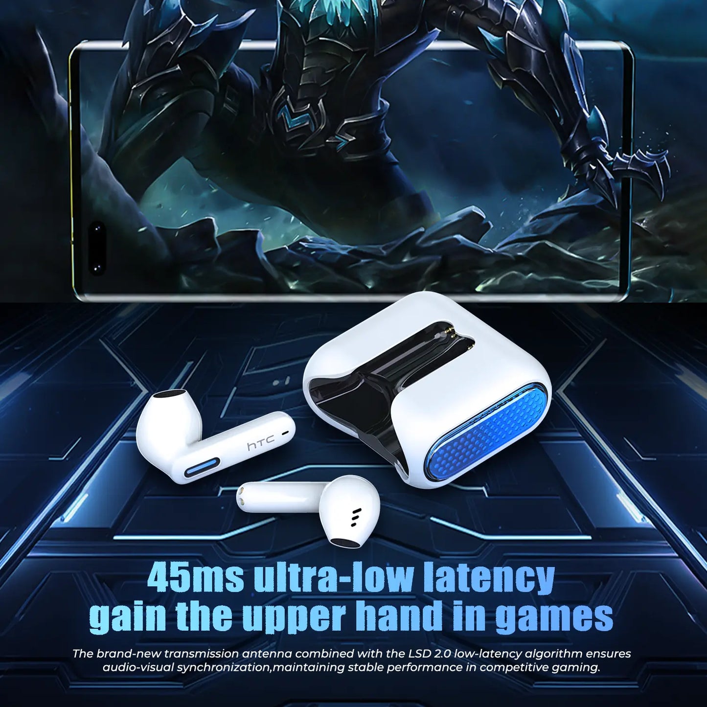 HTC NE49 Wireless Earbuds Bluetooth 6.0 Gaming Headsets High Fidelity IPX5 Waterproof, Suitable for Office, Sports, Study and Audio Calls, Built-in Microphone, TWS Earphones image 3