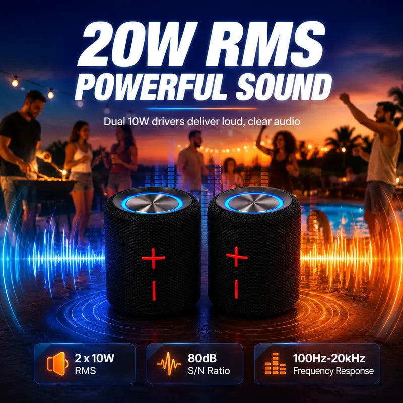 2-in-1 Stereo,20W Split Wireless Speaker-Multifunctional Portable Magnetic Waterproof Bluetooth V5.3 Sound System, Wireless Pairing & Multi-Device Connection,USB/Audio Cable Charging,for Home/Outdoor Use,SummerWins,Smartphone Compatible,DealsForYouDays,