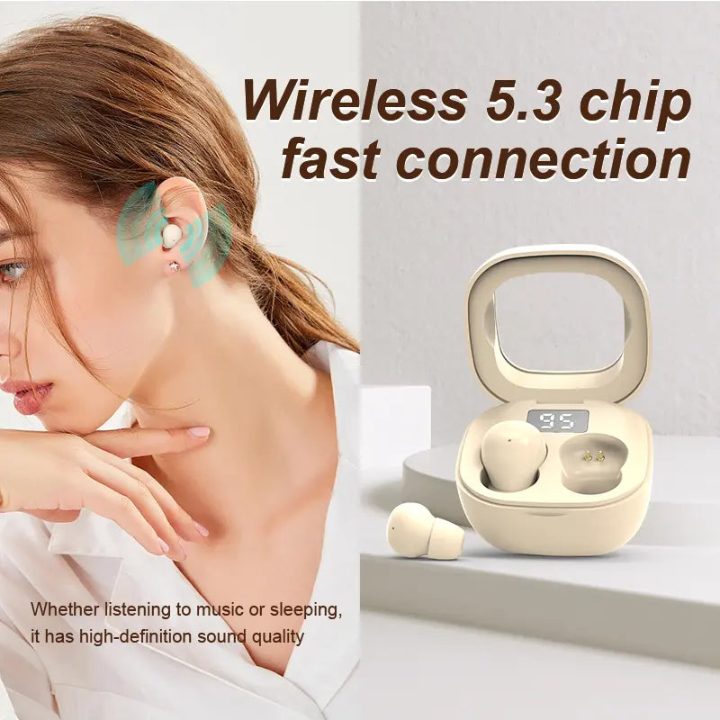 MSHUKCOE SK19 This year's new model - ultra-small invisible sleep earplugs | 0.08 ounces, suitable for side sleepers, with noise cancellation function - 25-hour battery life! Discreet Office Earbuds in-ear summerwins