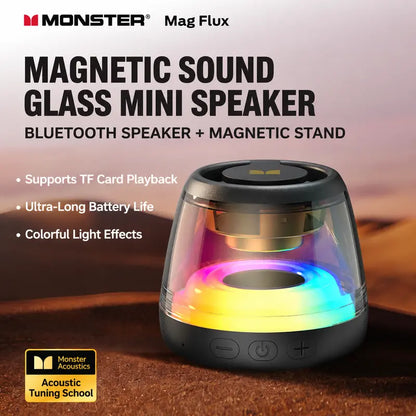 Monster Portable Mini Wireless Bluetooth Speaker, RGB Light Show, TWS Stereo Sound, 2 Speakers Pairing, 360° Surround Sound, Magnetic Suction, TF Card Support, Bluetooth 6.0, Ultra-Long Battery Life, for Home, Outdoor, Party - SummerWins - DealsForYouDays