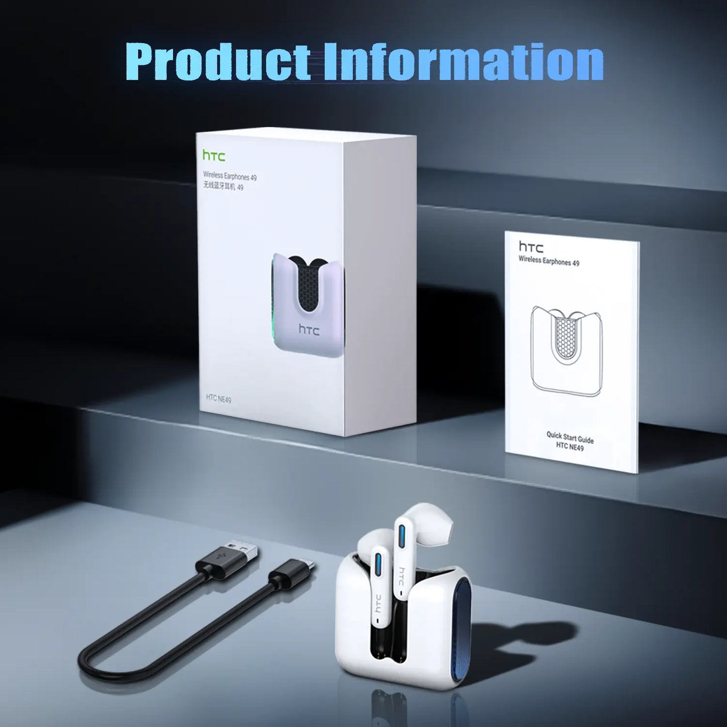 HTC NE49 Wireless Earbuds Bluetooth 6.0 Gaming Headsets High Fidelity IPX5 Waterproof, Suitable for Office, Sports, Study and Audio Calls, Built-in Microphone, TWS Earphones image 9