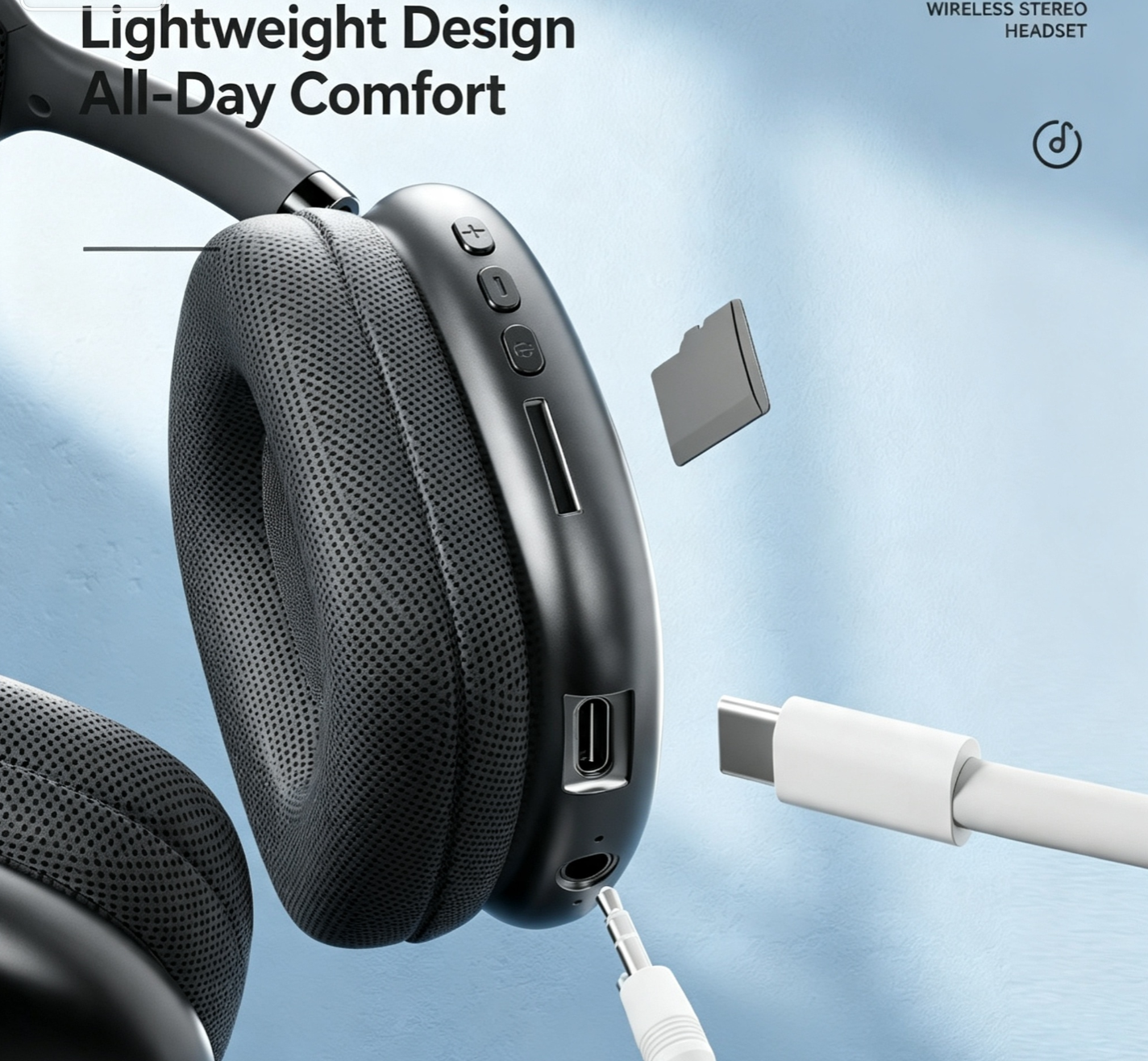 [New 2026] Over‑Ear Headphones, Viral Bestseller, Compatible with iOS & Android Phones, Heavy Bass Wireless Bluetooth Headset with Microphone