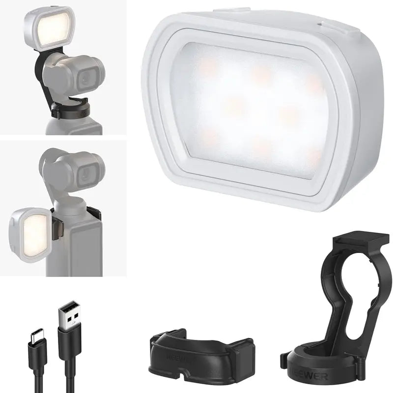NEEWER M21 Magnetic Auxiliary Light Compatible with DJI OSMO Pocket 3 Gimbal Camera Creator Combo, Rechargeable Mini LED Fill Light Attachment for Selfie Vlog Video Recording, USB C Charging