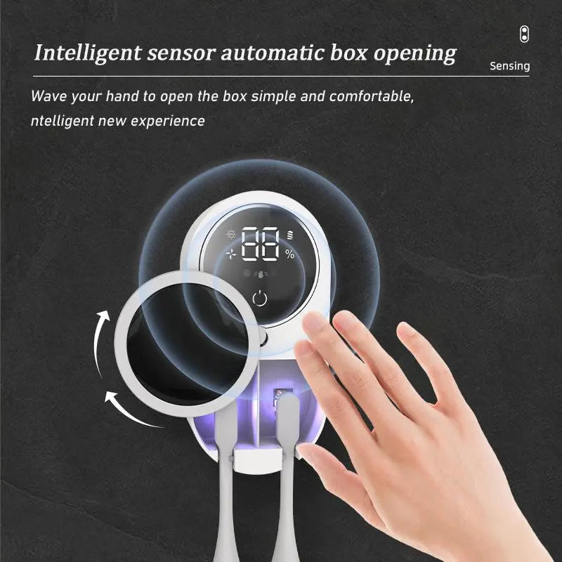 Wall Mounted Toothbrush Sterilizer, Rechargeable Toothbrush Holder, Toothbrush Sanitizer Holder, Toothbrush Holders For Bathrooms, Toothbrush Cleaner with LED Smart Screen, Personal Care Appliances, Bathroom Accessory