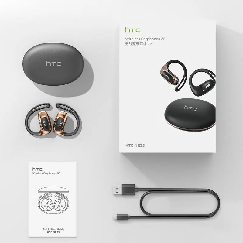 HTC NE35 Translation Earbuds, Open Ear Headphone,Supports Translation in 134 Languages With APP, BT 6.0 Earphones, Wireless Earbuds for Music & Phone Calls, IPX5 Waterproof Sports Headphones with Long Endurance