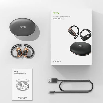 HTC NE35 Translation Earbuds, Open Ear Headphone,Supports Translation in 134 Languages With APP, BT 6.0 Earphones, Wireless Earbuds for Music & Phone Calls, IPX5 Waterproof Sports Headphones with Long Endurance