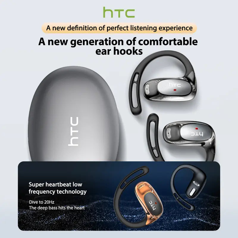 HTC NE35 Translation Earbuds, Open Ear Headphone,Supports Translation in 134 Languages With APP, BT 6.0 Earphones, Wireless Earbuds for Music & Phone Calls, IPX5 Waterproof Sports Headphones with Long Endurance