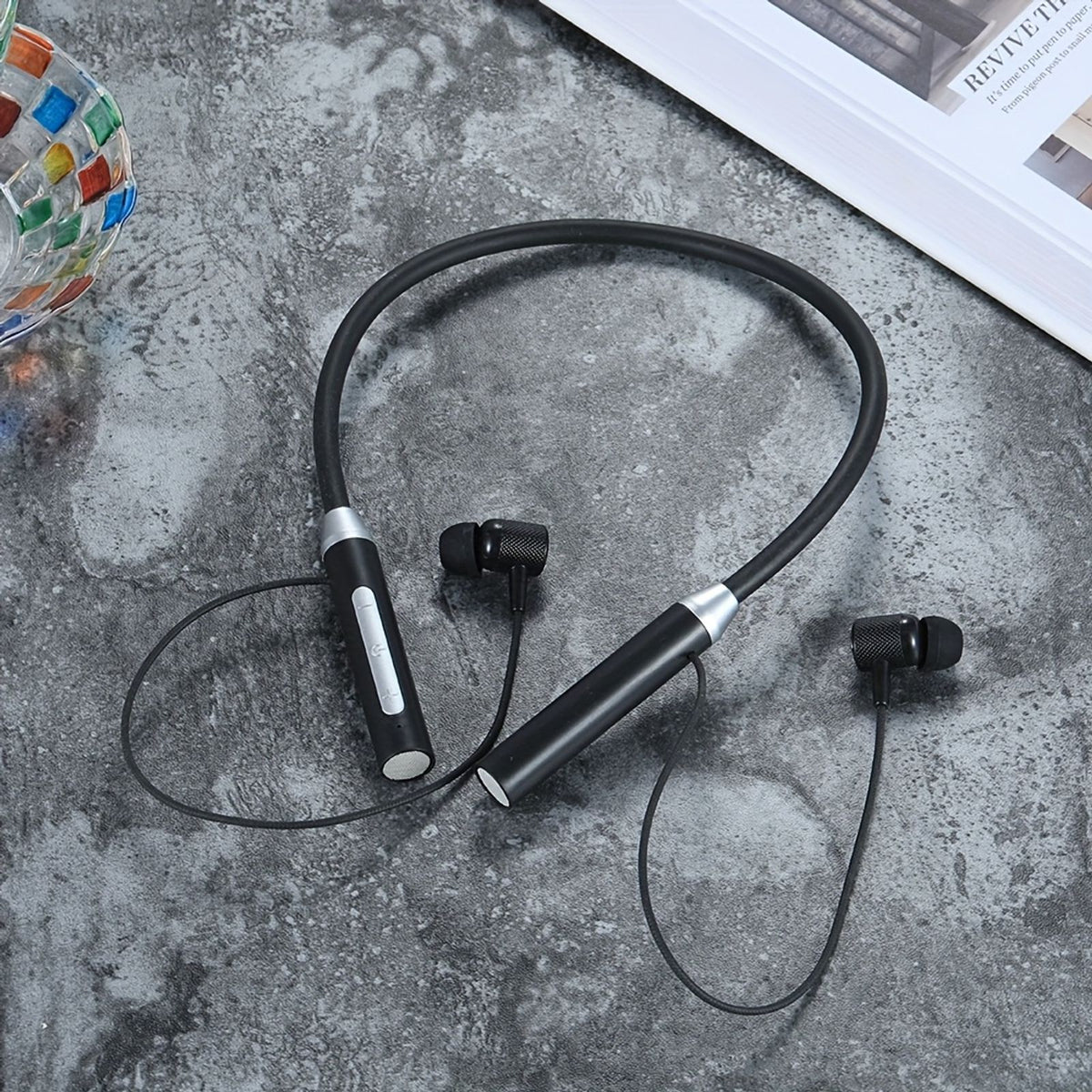 new wireless neck earphone enc noise reduction high image 5