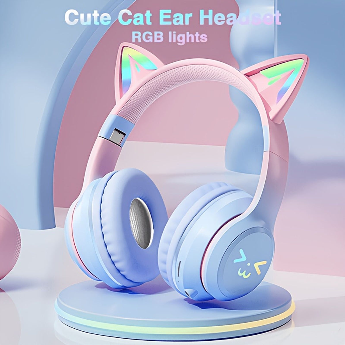 wireless headphones cat ear design foldable adjustable led image 2