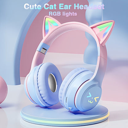wireless headphones cat ear design foldable adjustable led image 2