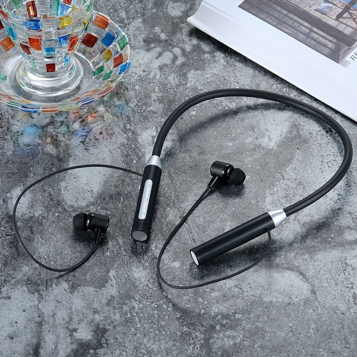 new wireless neck earphone enc noise reduction high image 7