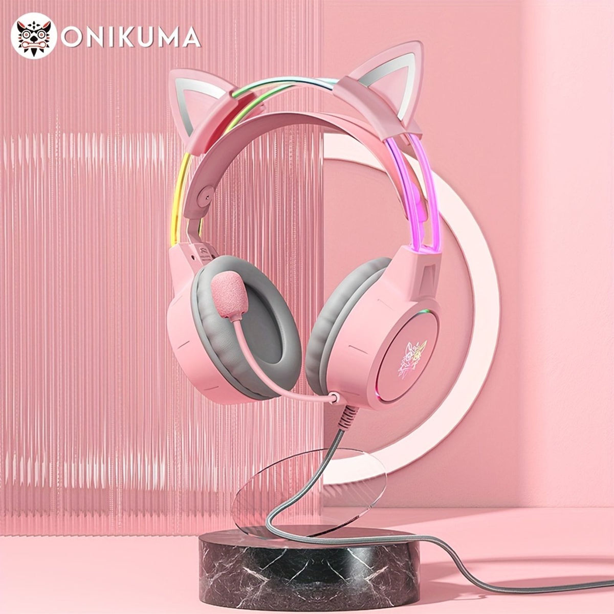 x15 gaming headset rgb lighting cat ear gaming image 3