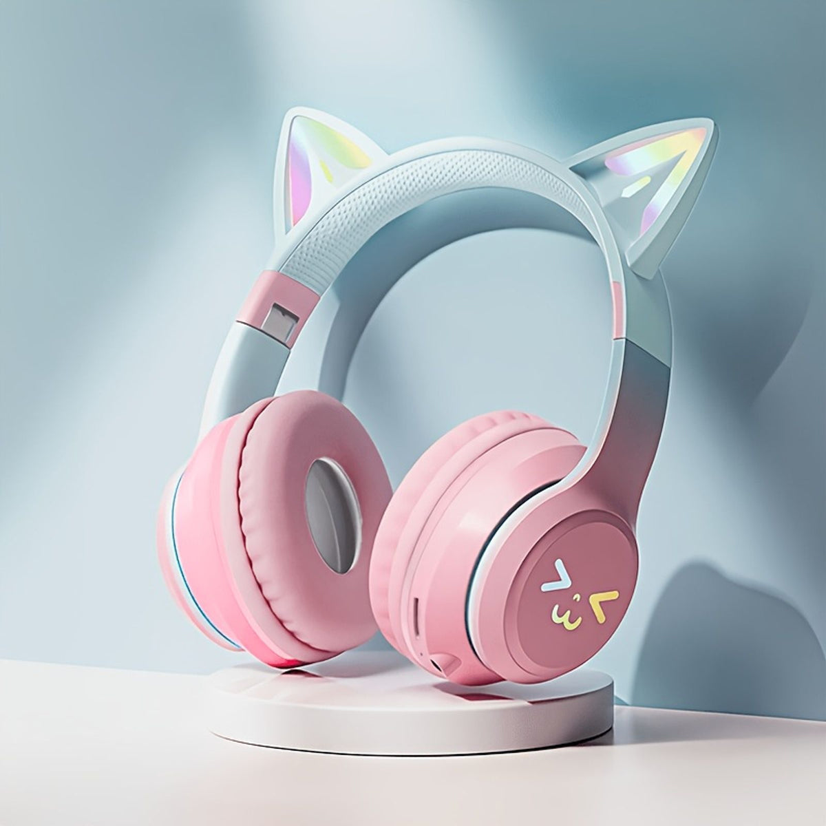wireless headphones cat ear design foldable adjustable led